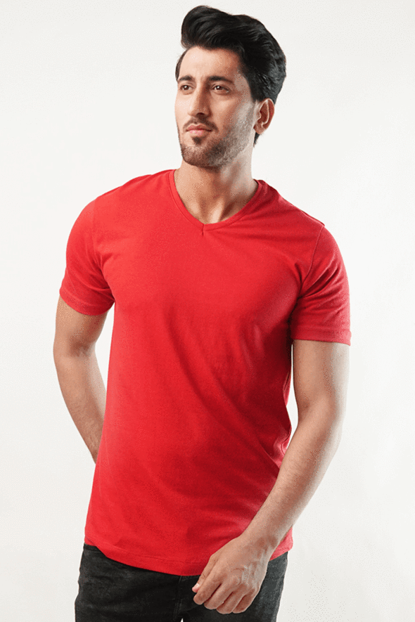 Claret V Neck Shirt - Red